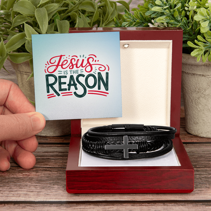 Jesus Is the Reason Cross Bracelet – Faith-Inspired Christmas Gift