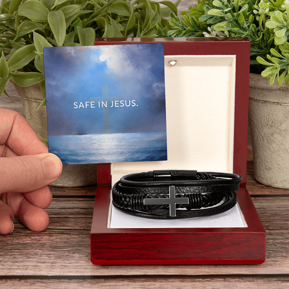 Safe in Jesus: Men's Cross Bracelet – A Gift of Reassurance & Faith