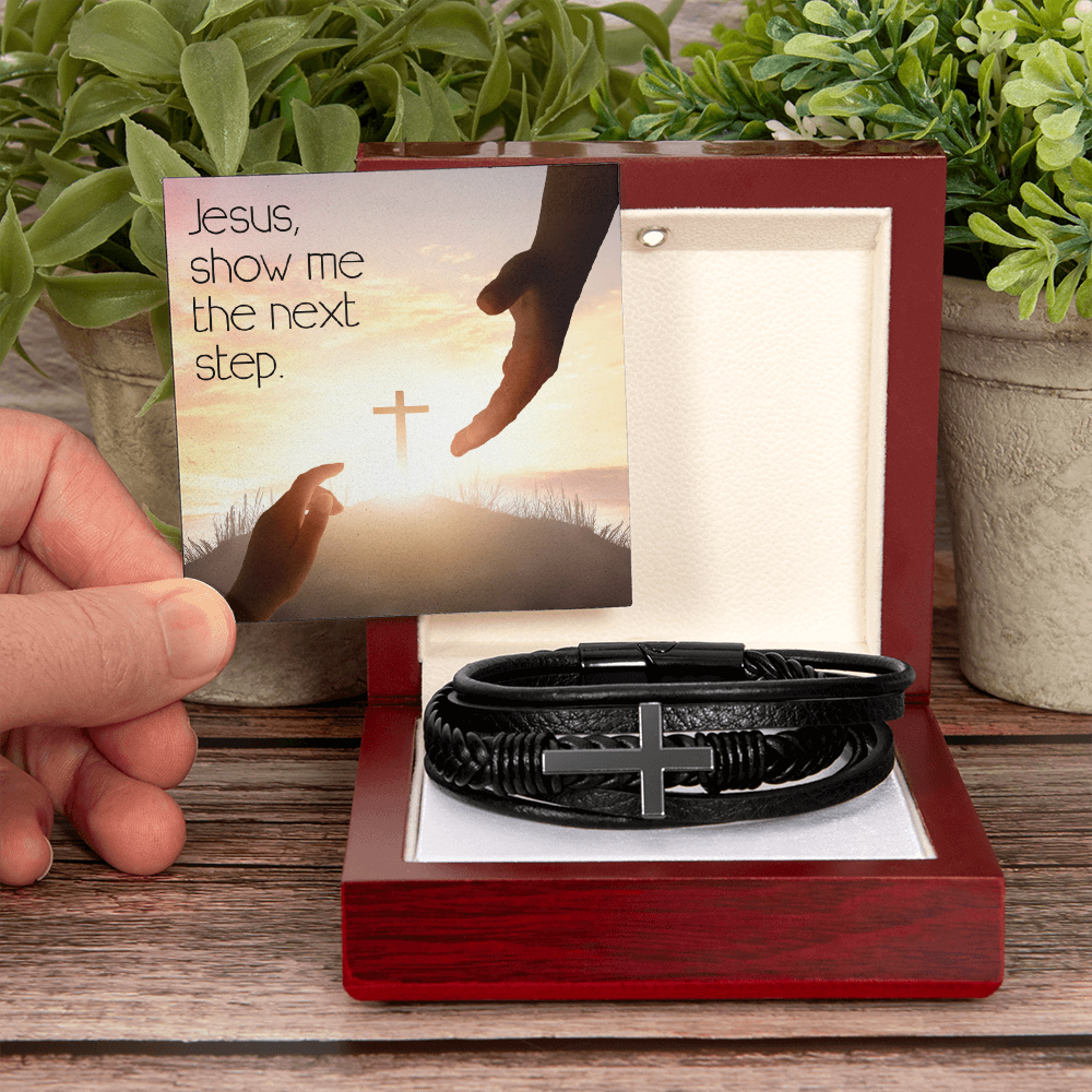 Men's Cross Bracelet – “Jesus, Show Me the Next Step” | Christian Men's Jewelry, Faith & Guidance Bracelet