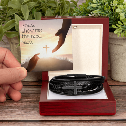 Men's Cross Bracelet – “Jesus, Show Me the Next Step” | Christian Men's Jewelry, Faith & Guidance Bracelet