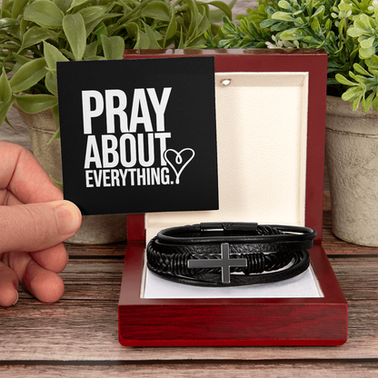 “Pray About Everything” Men's Cross Bracelet – Strength in Faith, Power in Prayer