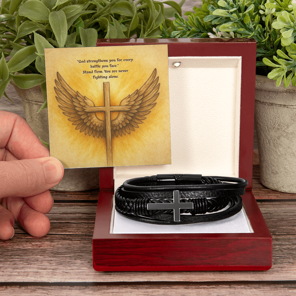 Stand Firm: Men’s Cross Bracelet – God Strengthens You for Every Battle