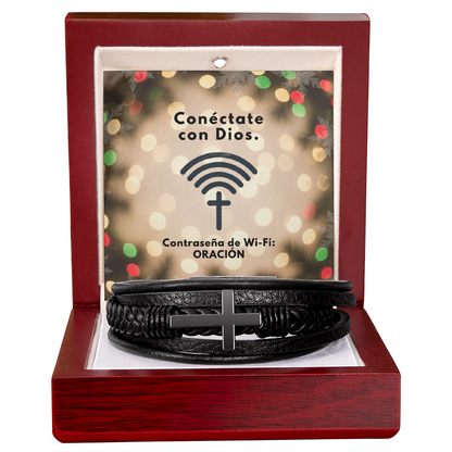 Connect to God – “Conéctate con Dios. Contraseña de Wi-Fi: ORACIÓN.” Faith Bracelet Gift for Him