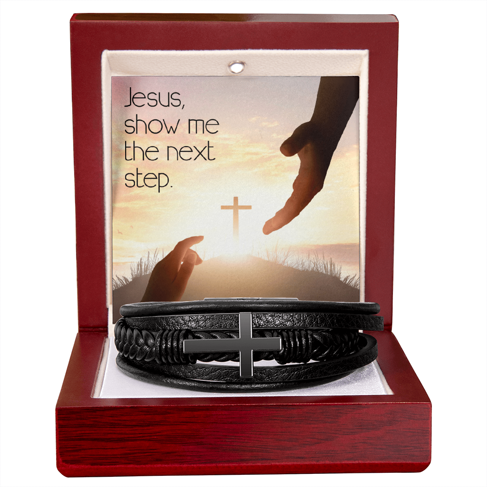 Men's Cross Bracelet – “Jesus, Show Me the Next Step” | Christian Men's Jewelry, Faith & Guidance Bracelet