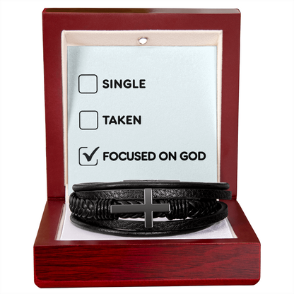 “Focused on God” Men's Cross Bracelet