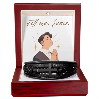 Men's Cross Bracelet – “Fill Me, Jesus” | Christian Men's Jewelry, Faith & Spiritual Strength Bracelet