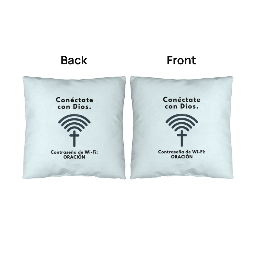 Inspirational Christian pillow in Spanish and English design