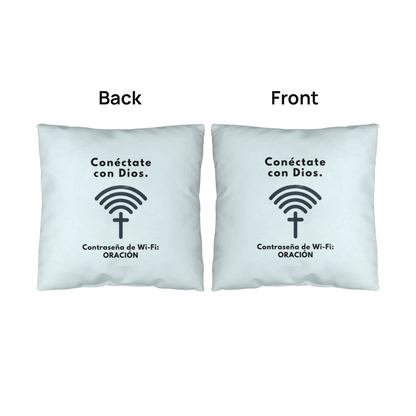 Inspirational Christian pillow in Spanish and English design