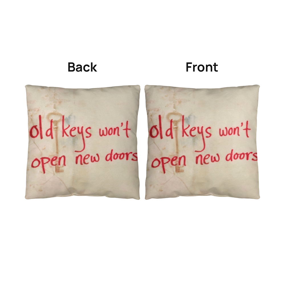 Inspirational quote pillow encouraging change and personal growth