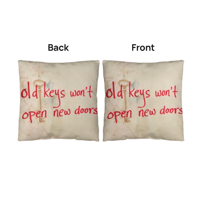 Inspirational quote pillow encouraging change and personal growth