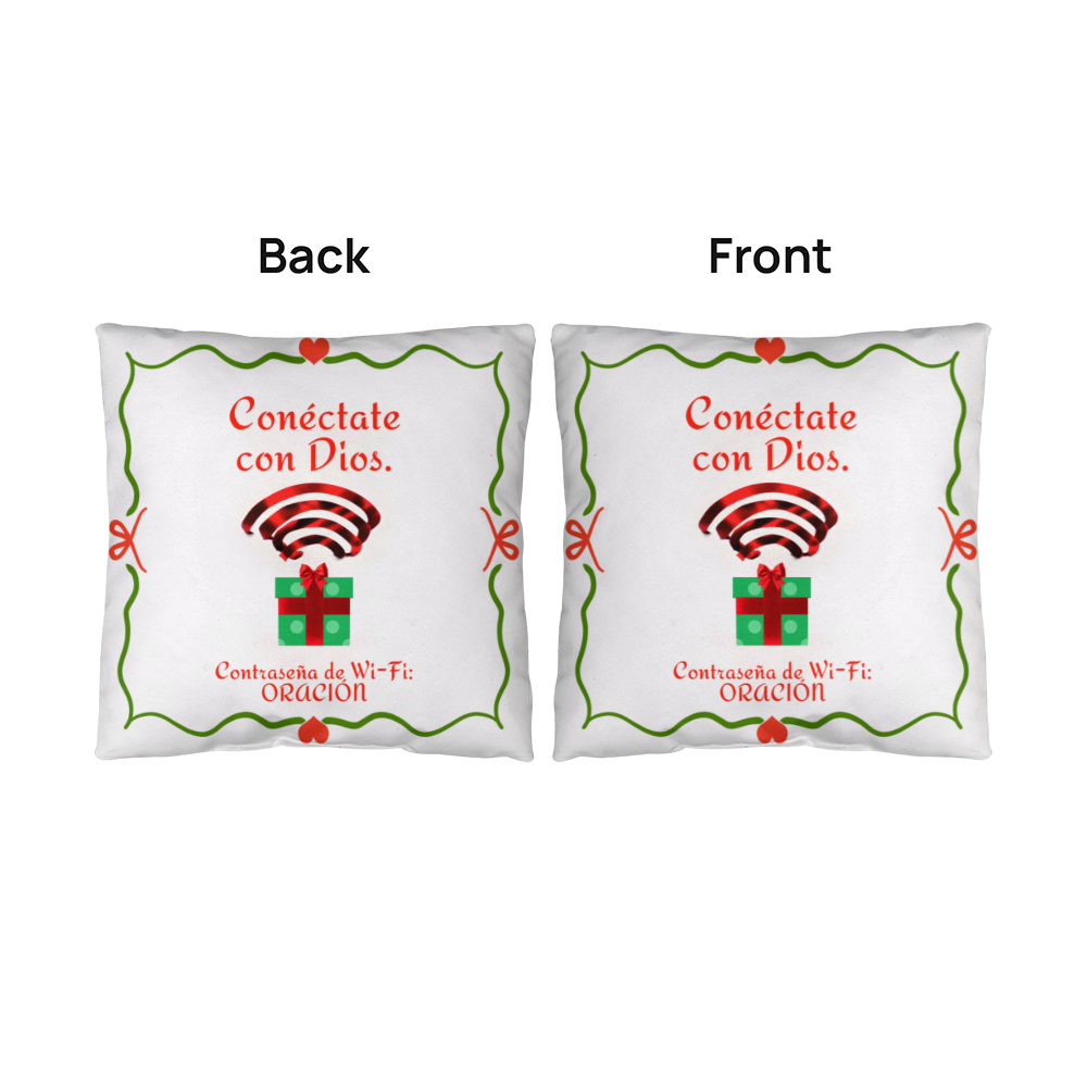 Faith-inspired Spanish Christmas pillow with prayer message
