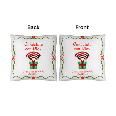 Faith-inspired Spanish Christmas pillow with prayer message