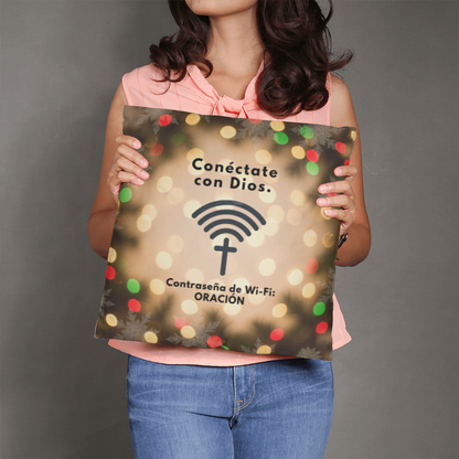 Double-sided inspirational pillow for holiday living room décor