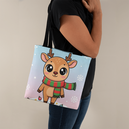 Cute Reindeer Christmas Tote Bag | Festive Holiday Shopper & Gift Bag