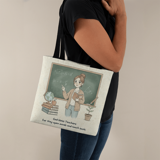 God Bless Teachers Tote Bag – Christian Teacher Appreciation Gift | Inspiring Classroom Quote for Educators