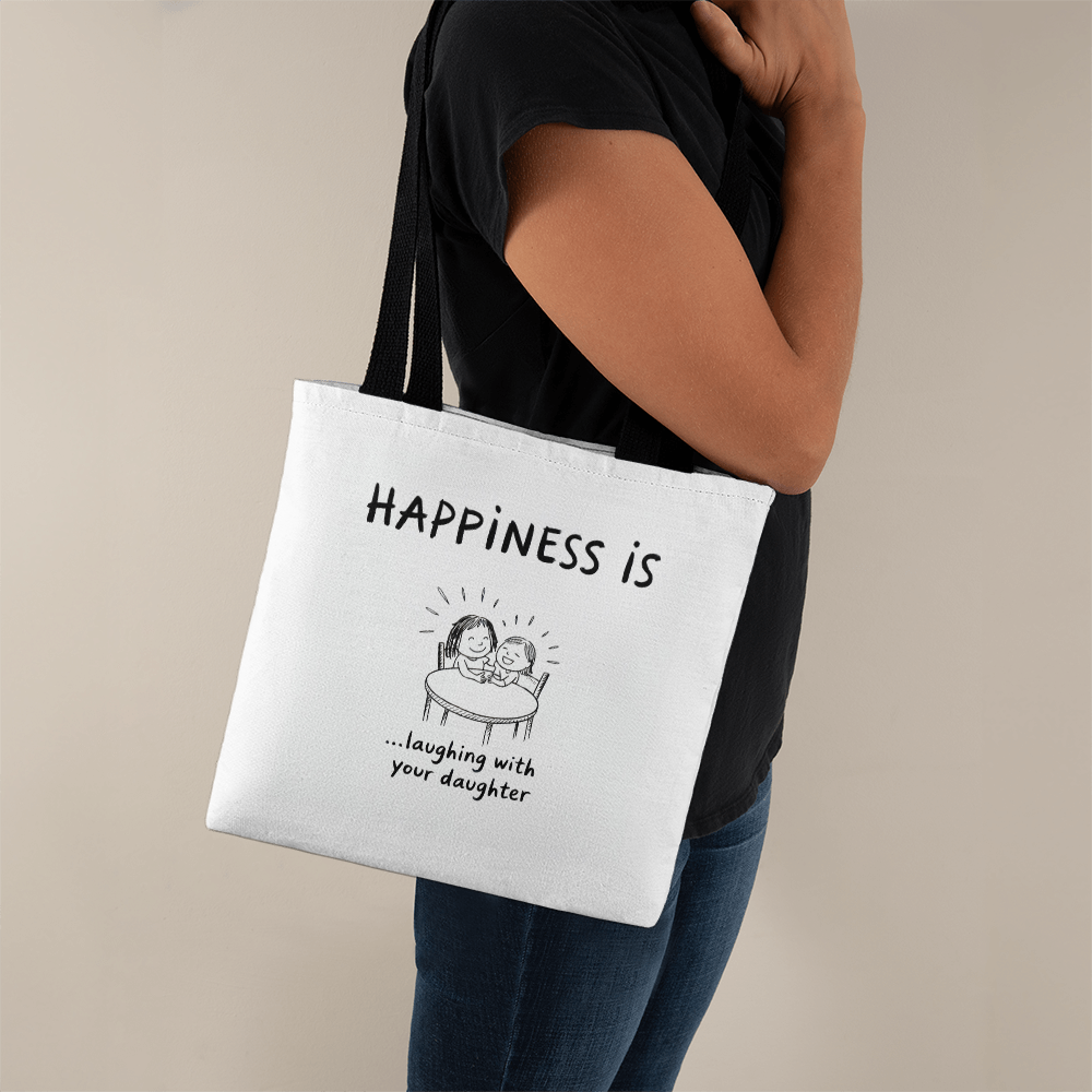 Mother and daughter laughing illustration tote bag