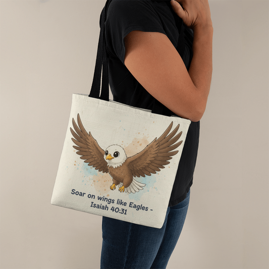 Soar on Wings Like Eagles Tote Bag – Isaiah 40:31 Scripture Gift | Inspirational Christian Tote for Faith, Strength & Hope