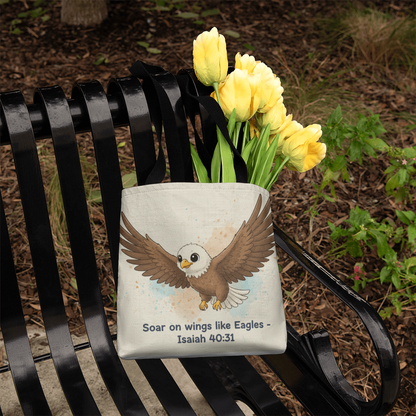 Soar on Wings Like Eagles Tote Bag – Isaiah 40:31 Scripture Gift | Inspirational Christian Tote for Faith, Strength & Hope
