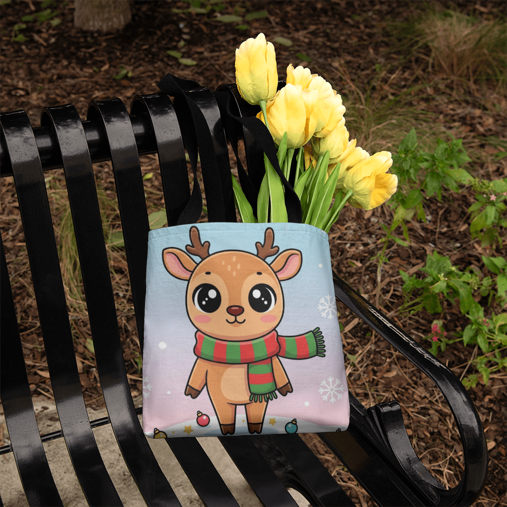 Cute Reindeer Christmas Tote Bag | Festive Holiday Shopper & Gift Bag