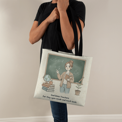 God Bless Teachers Tote Bag – Christian Teacher Appreciation Gift | Inspiring Classroom Quote for Educators