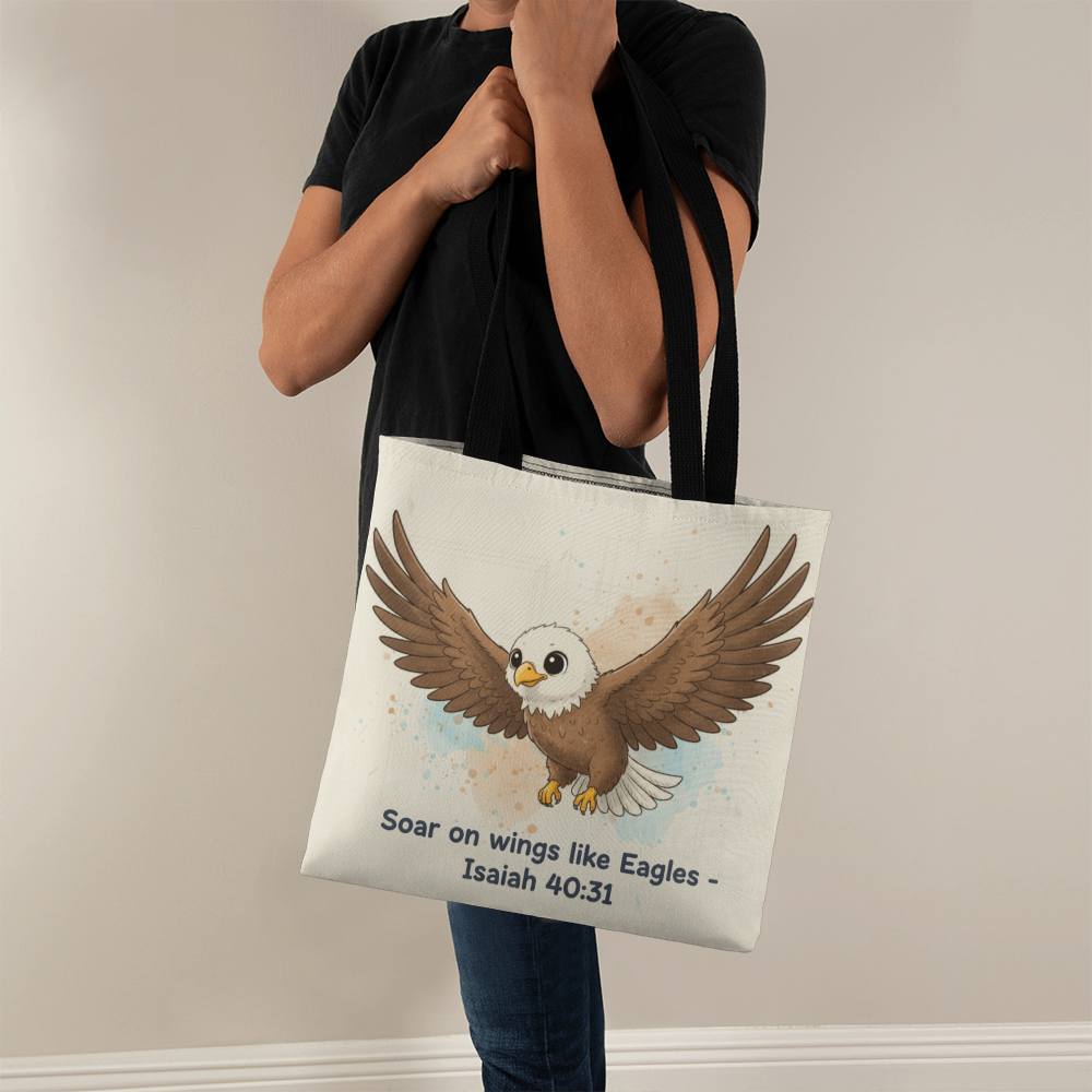 Soar on Wings Like Eagles Tote Bag – Isaiah 40:31 Scripture Gift | Inspirational Christian Tote for Faith, Strength & Hope