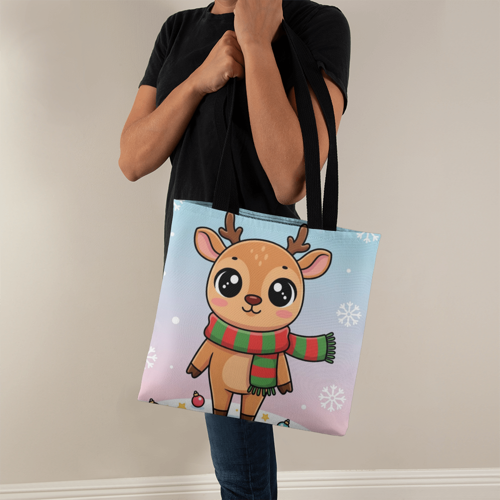 Cute Reindeer Christmas Tote Bag | Festive Holiday Shopper & Gift Bag