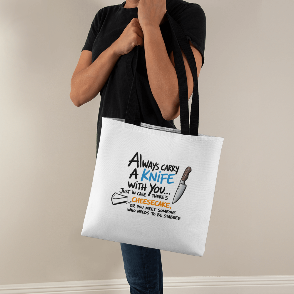 Cheesecake joke tote bag in polyester