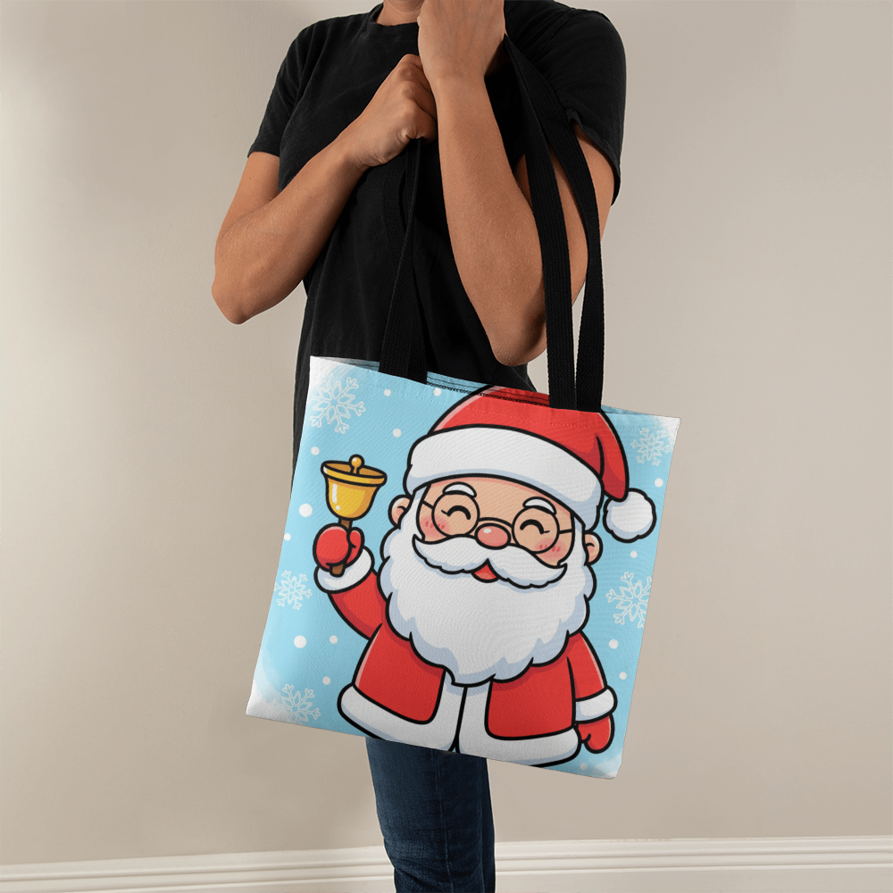 Jolly Santa Christmas Tote Bag | Cute Holiday Shopper & Gift Bag