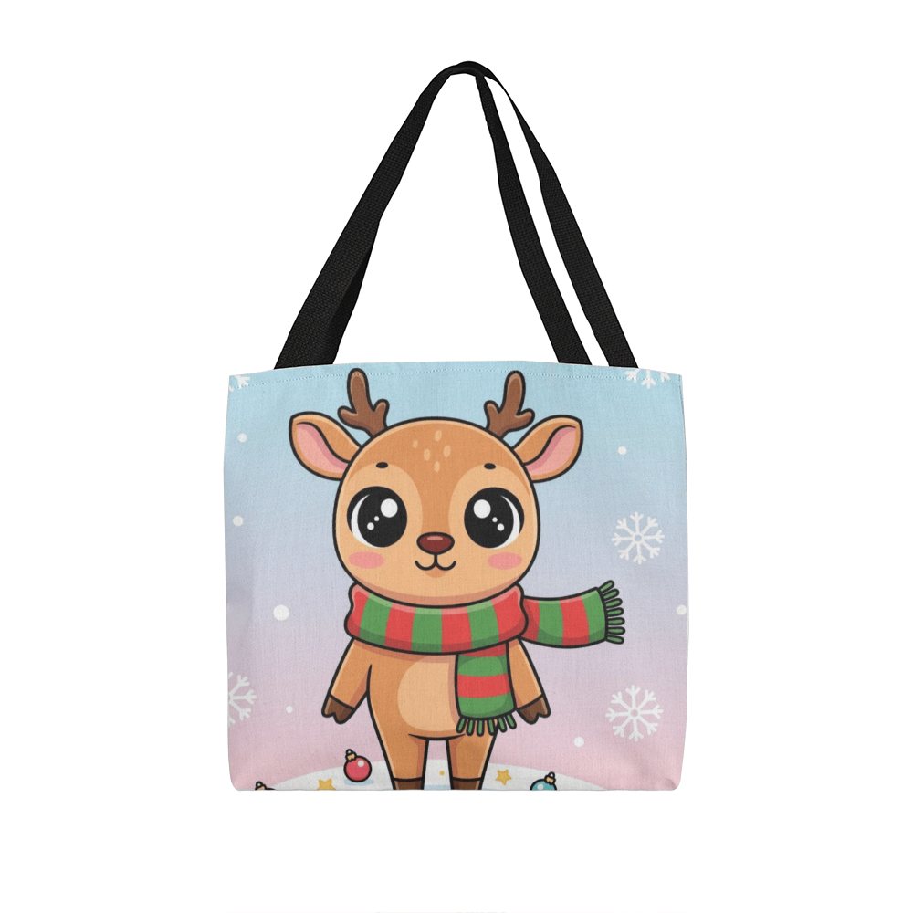 Cute Reindeer Christmas Tote Bag | Festive Holiday Shopper & Gift Bag