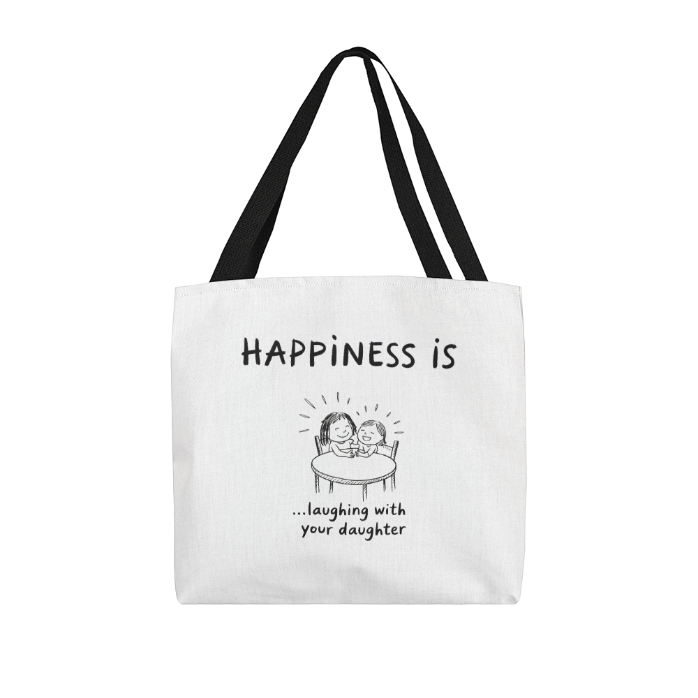 Sentimental mom tote bag with mother daughter artwork