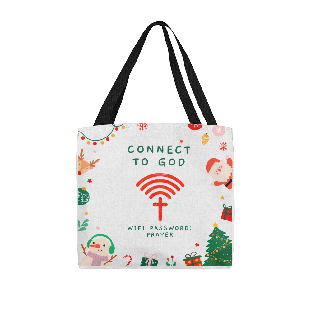 Faith Connection Christmas Tote – “WiFi Password: PRAYER” Holiday Edition