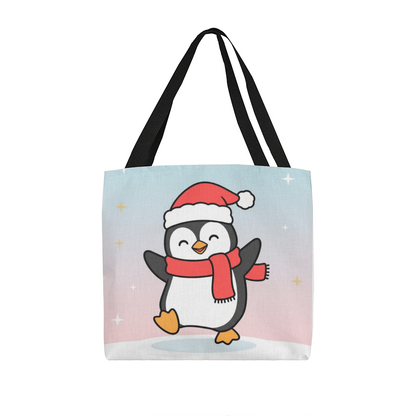 Cute Christmas Penguin Tote Bag | Festive Holiday Shopper & Gift Bag