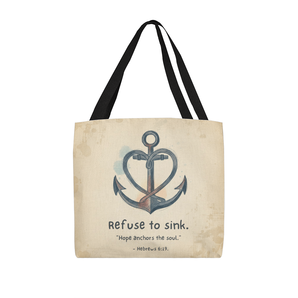 Faith anchor tote bag with scripture design