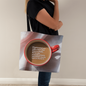 Minimalist faith quote tote styled on neutral background