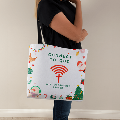 Faith Connection Christmas Tote – “WiFi Password: PRAYER” Holiday Edition