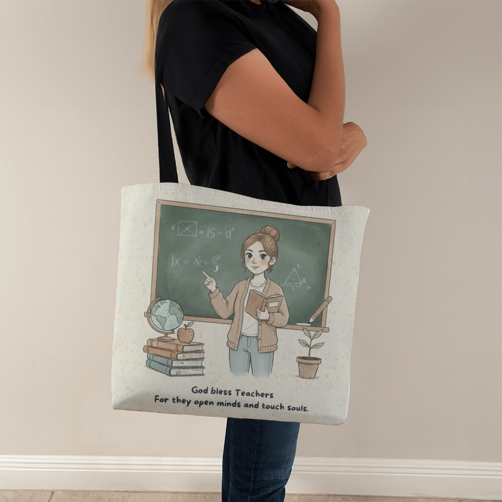 God Bless Teachers Tote Bag – Christian Teacher Appreciation Gift | Inspiring Classroom Quote for Educators