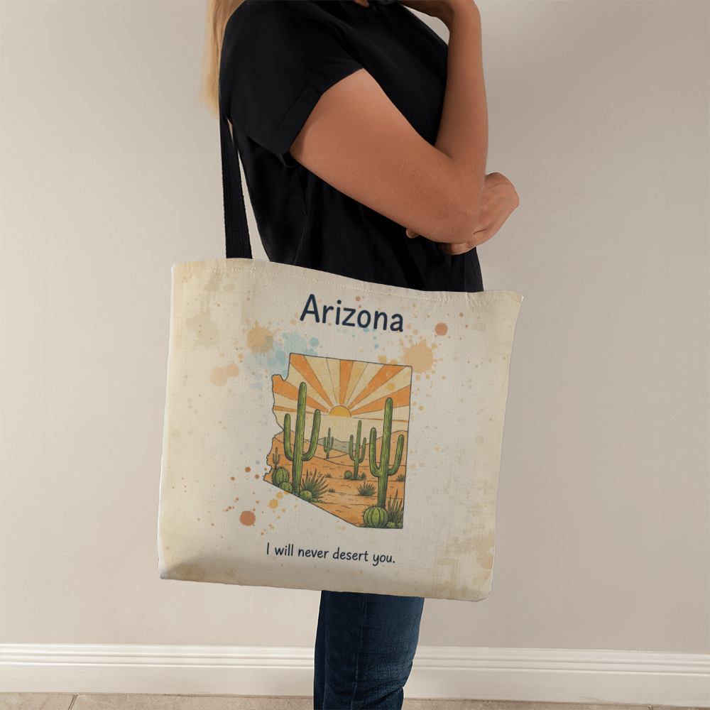 Lightweight Arizona tote with double-sided desert print