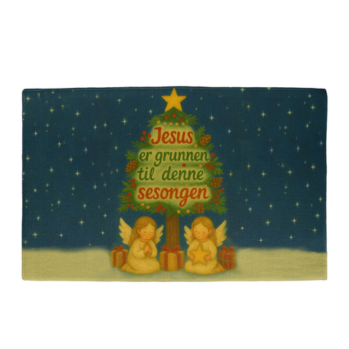 Jesus er grunnen til denne sesongen: Christmas House Mat – Holiday Doormat with Angels & Tree Christmas Decor