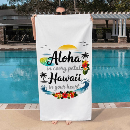 Aloha-Inspired Bath Towel for Women – Tropical Hawai‘i Floral Towel Symbolizing Love, Peace & Kindness | Soft, Absorbent, Island-Style Gift