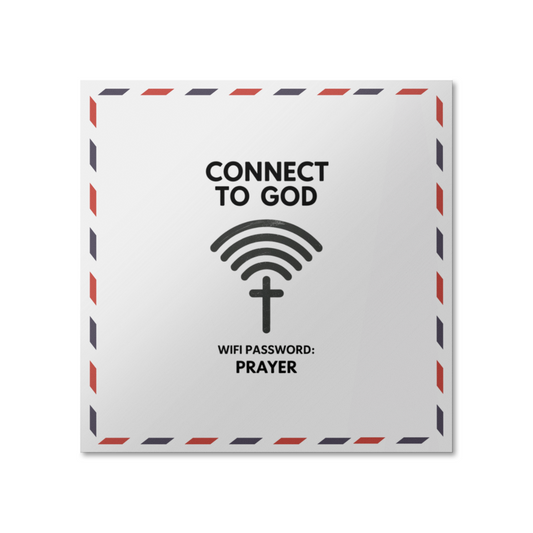 “Connect to God – WiFi Password: PRAYER” glossy faith poster