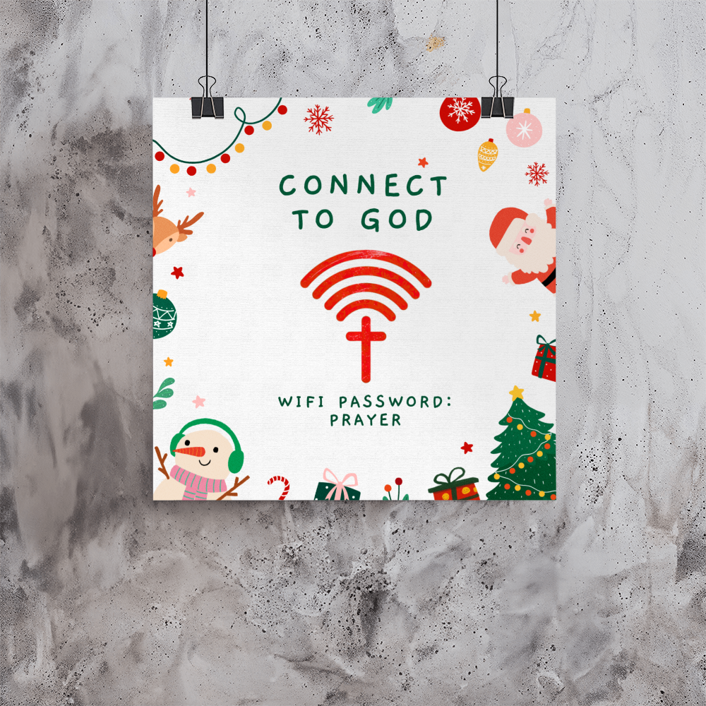 Festive Christian wall art with Christmas colors and faith quote