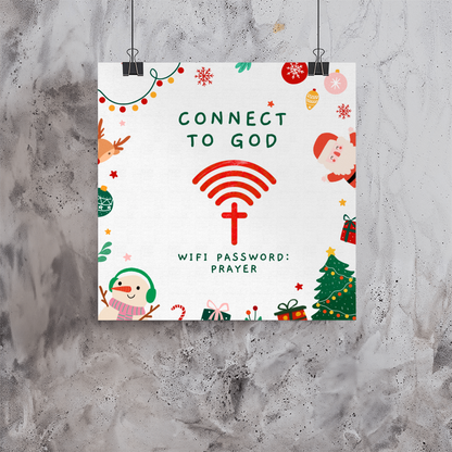 Festive Christian wall art with Christmas colors and faith quote