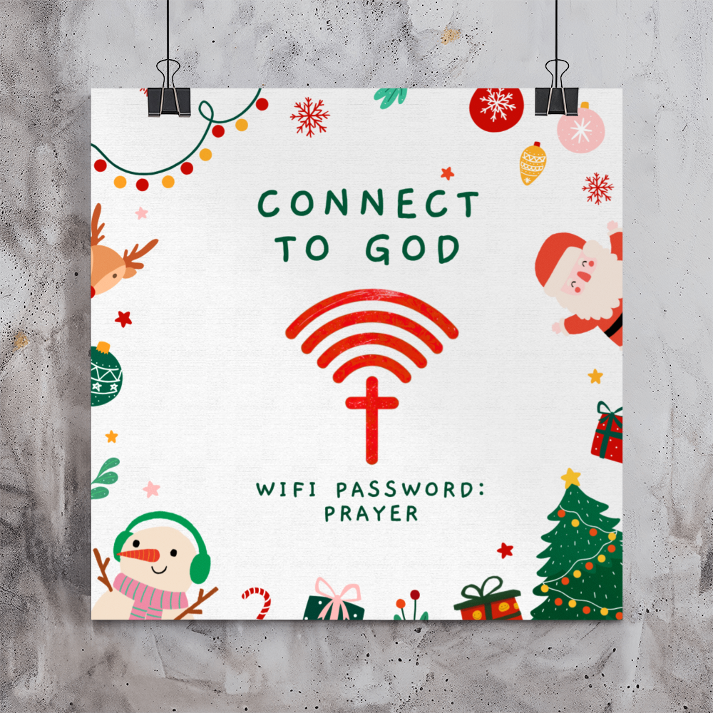 Holiday décor poster reminding to keep Christ at the center