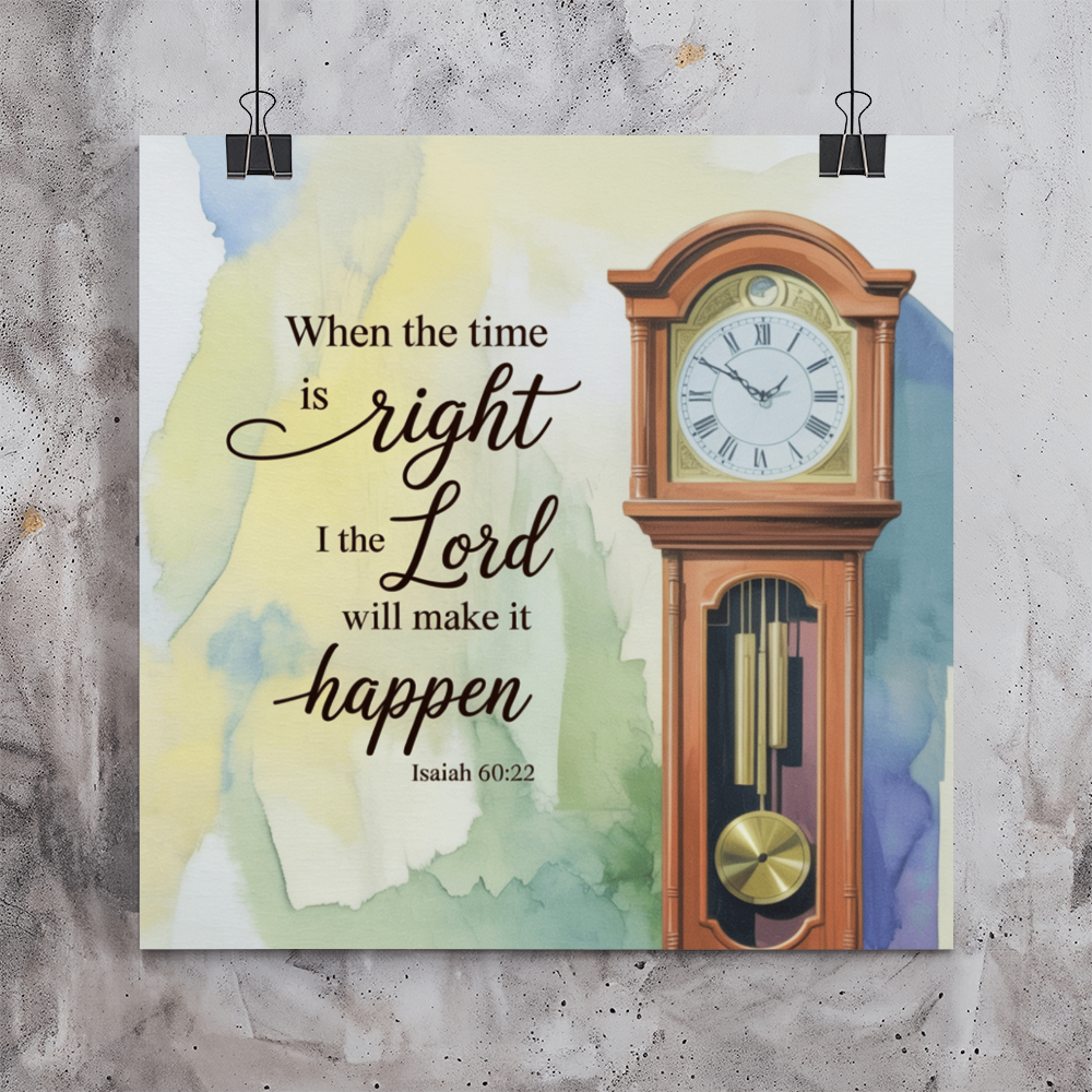 Faith-based high gloss poster symbolizing divine timing and patience
