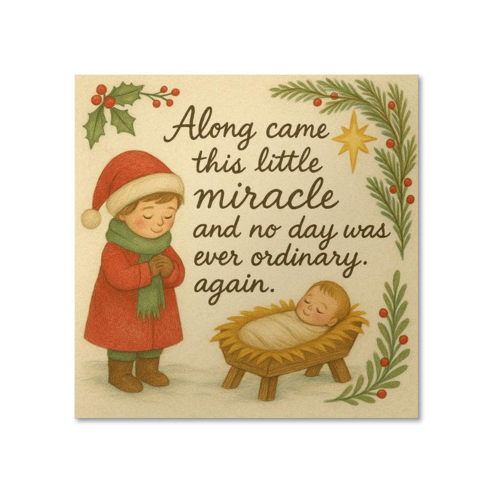 Nativity matte poster featuring baby Jesus and young child