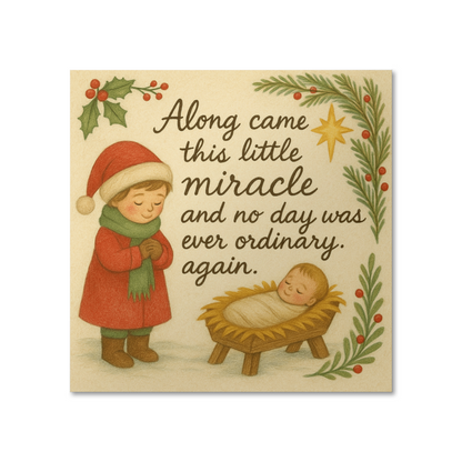 Nativity matte poster featuring baby Jesus and young child