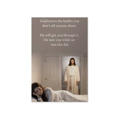 “God sees you, even when no one else does” inspirational Christian poster