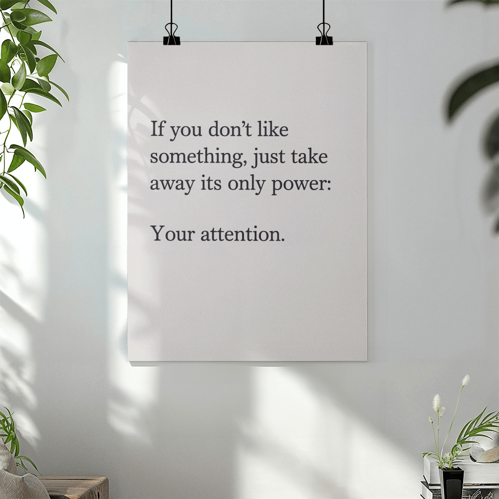 Lifestyle image of framed matte poster in cozy living room