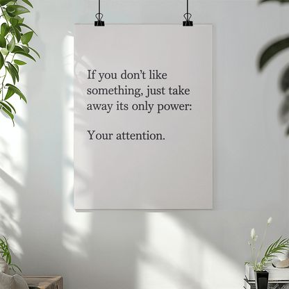 Lifestyle image of framed matte poster in cozy living room