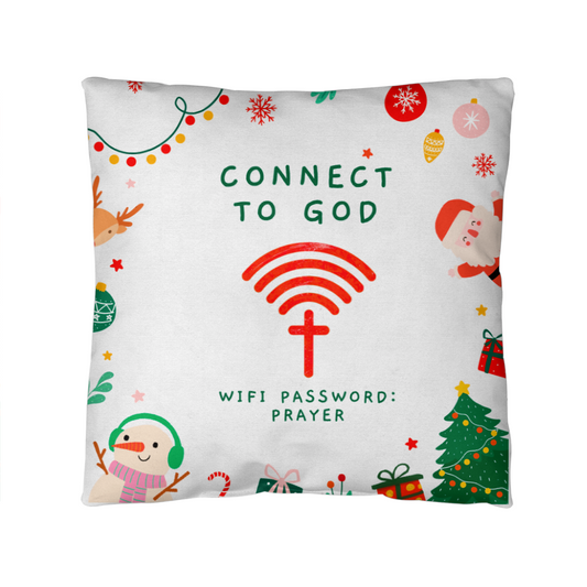 Connect to God – “WiFi Password: PRAYER” Christmas Faith Pillow